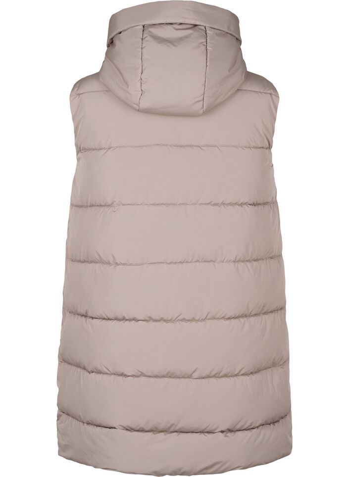 Lang vest med h&aelig;tte og lommer , Beige, Packshot image number 1