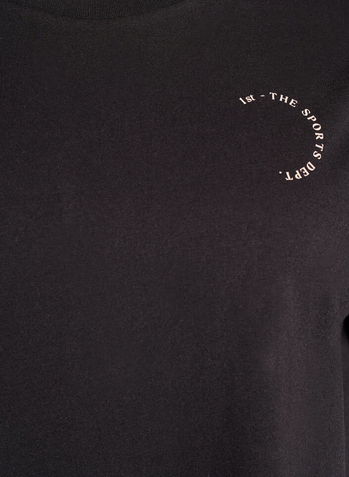 Sporty t-shirt i &oslash;kologisk bomuld, Sort, Packshot image number 2