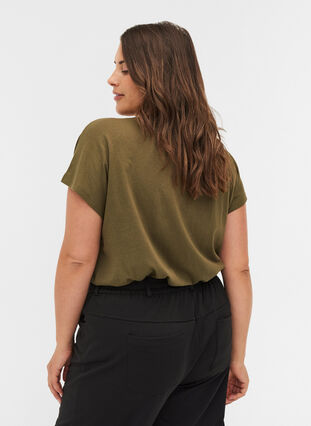 Økologisk bomulds t-shirt med printdetaljer, Ivy Green, Model image number 1