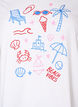 T-shirt i &oslash;kologisk bomuld med strandprint, Hvid, Packshot image number 2