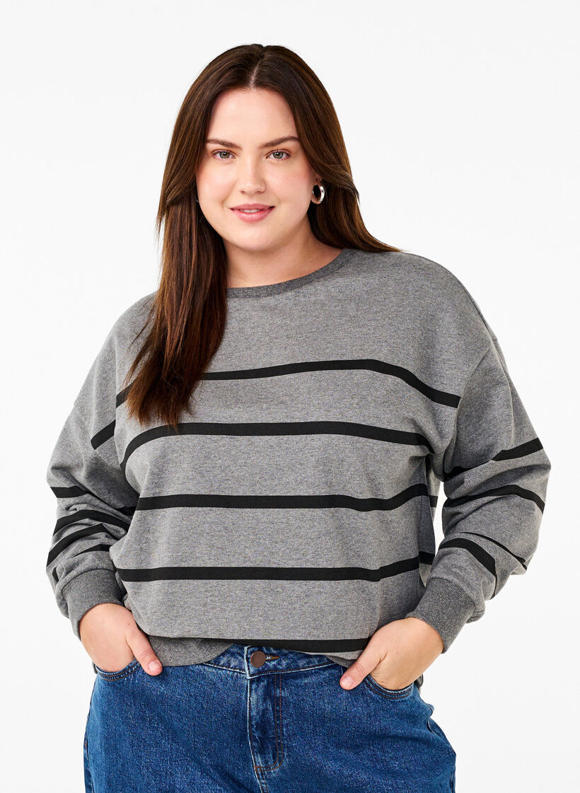 Sweatshirt med striber, MGM w. Black Stripe, Model image number 0