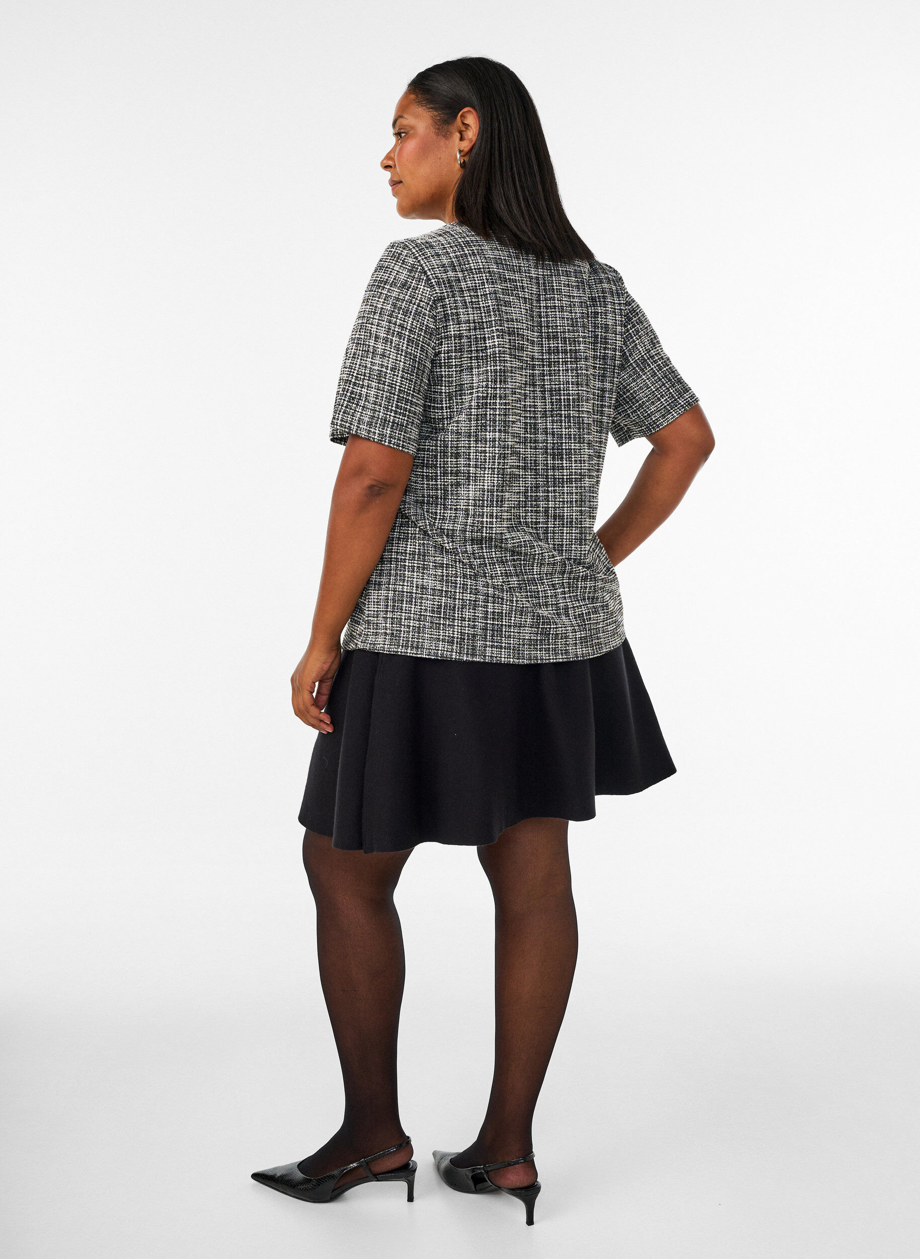 ZizziV&aelig;vet bluse med knapdetalje, Vanilla, Model image number 2
