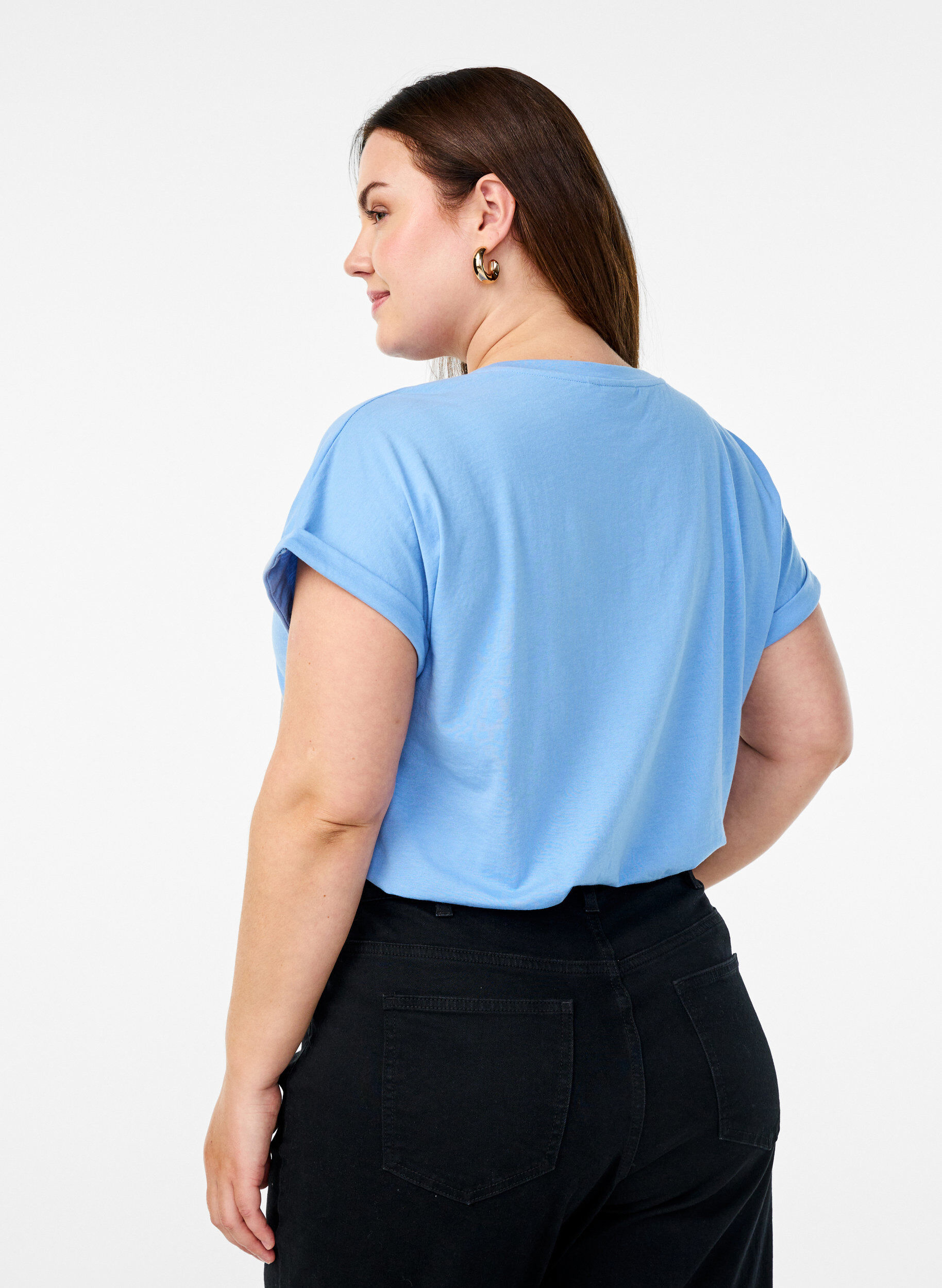 Zizzi2-pak kort&aelig;rmet t-shirts, Bl&aring;, Model image number 2