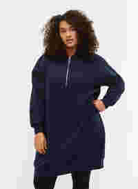 Sweatkjole med hætte og lynlås, Navy Blazer, Model