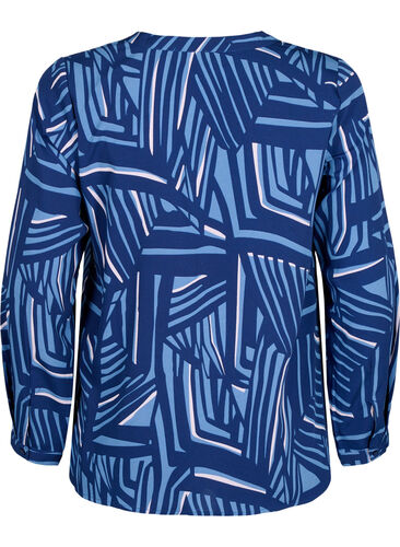 FLASH - Langærmet bluse med print, Medieval Blue AOP, Packshot image number 1