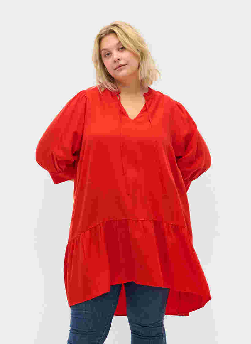 Kjole med 3/4 ærmer, Fiery Red, Model image number 0