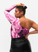 One-shoulder bluse med print, Raspberry Rose AOP, Model image number 1