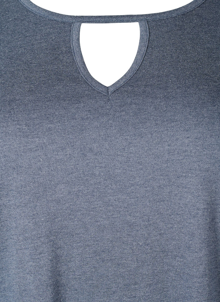 Meleret bluse med lange ærmer, Night Sky Mel. , Packshot image number 2