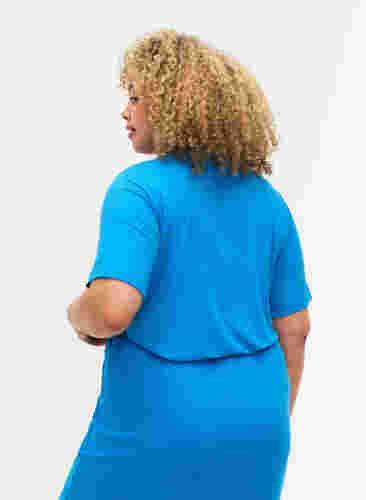 T-shirt i viskose med ribstruktur, Ibiza Blue, Model image number 1