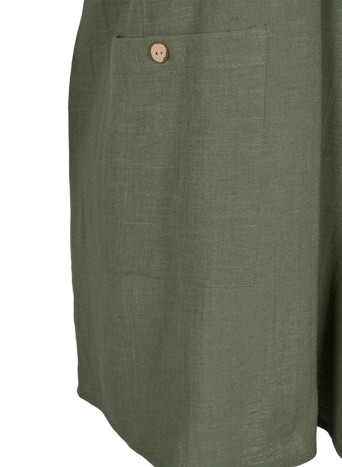 3/4 ærmet tunika i bomuldmix med hør, Thyme, Packshot image number 3