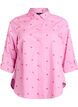 Skjortebluse med striber og hjerter, Lyser&oslash;d, Packshot image number 0
