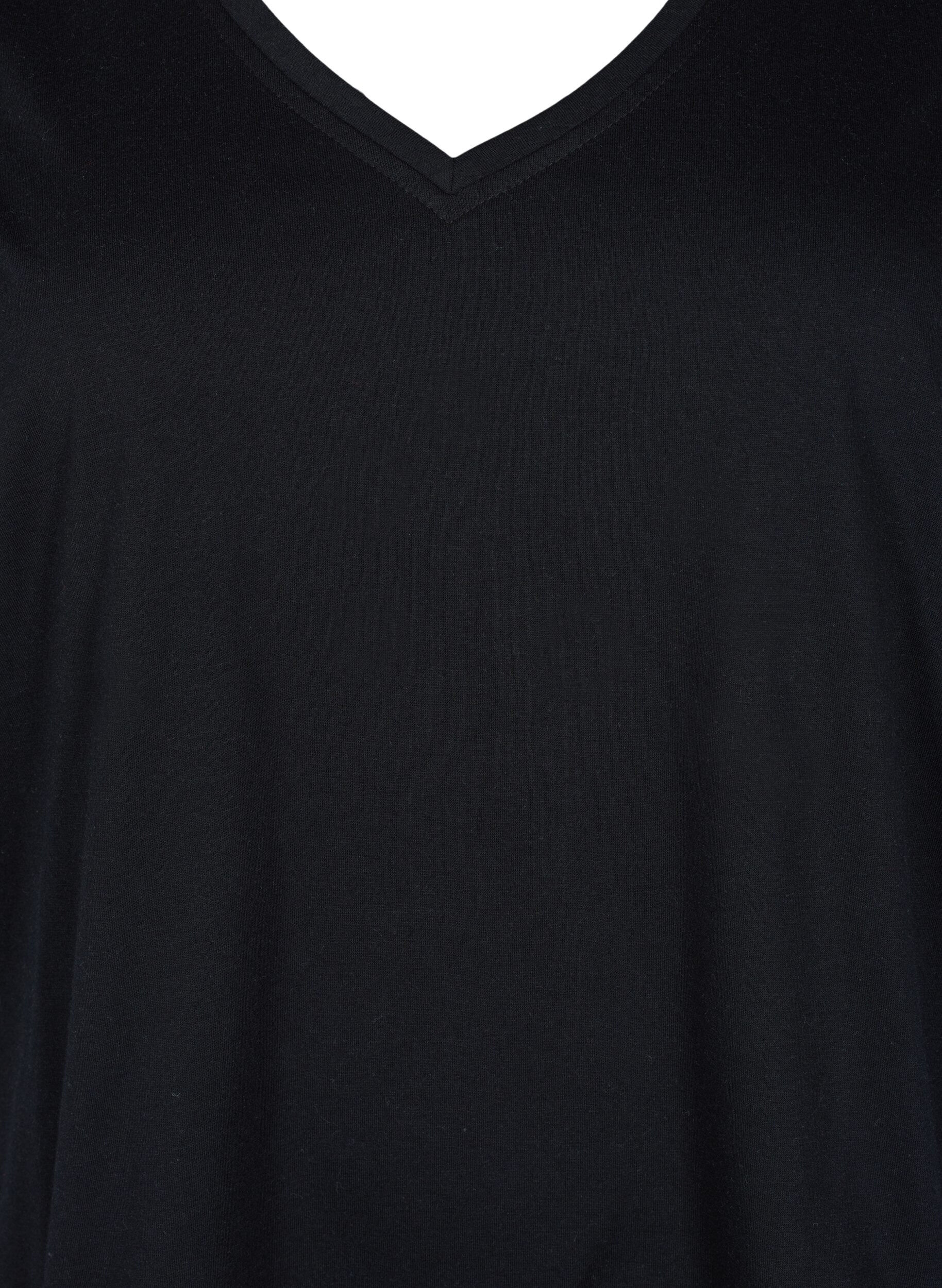 Zizzi FLASH - 2-pak t-shirts med v-hals, Black/Black, Packshot image number 3