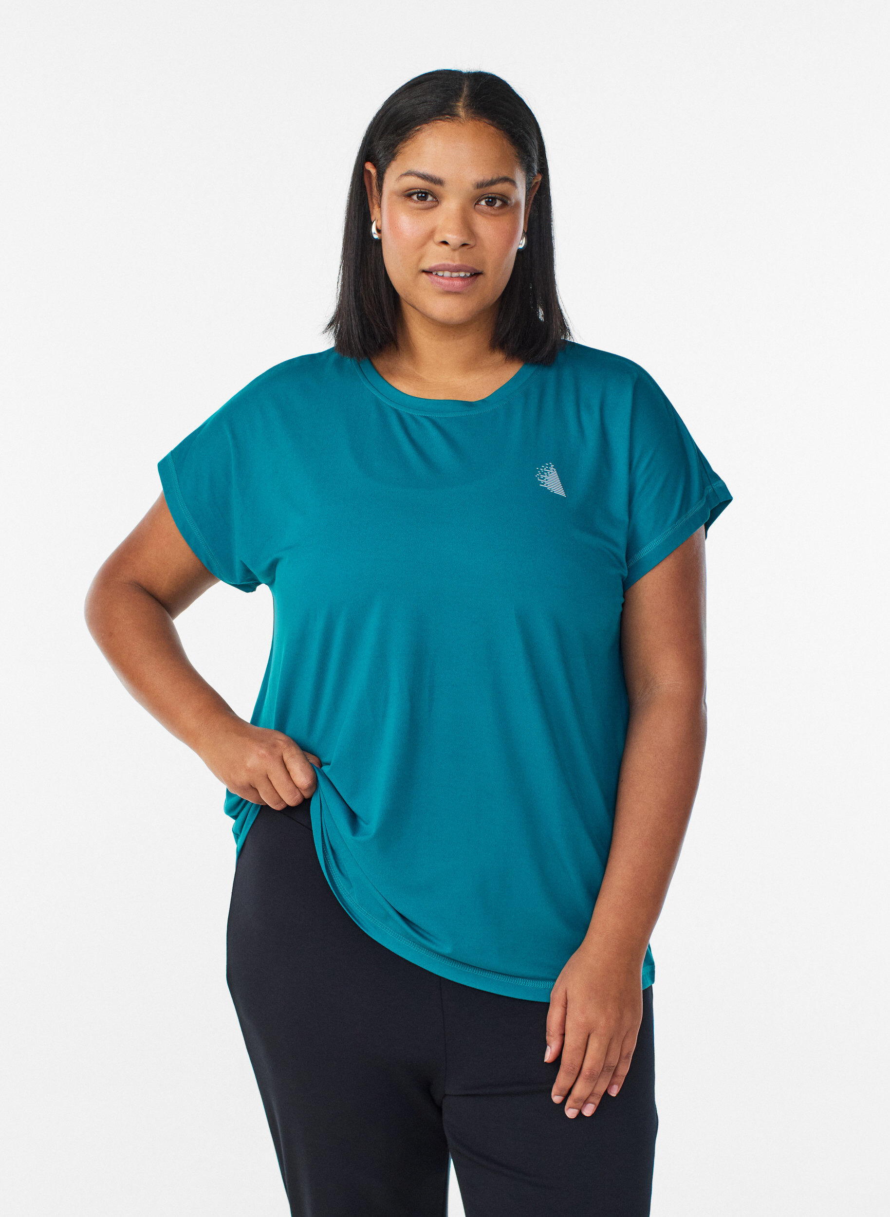 Ensfarvet tr&aelig;nings t-shirt, Gr&oslash;n, Model