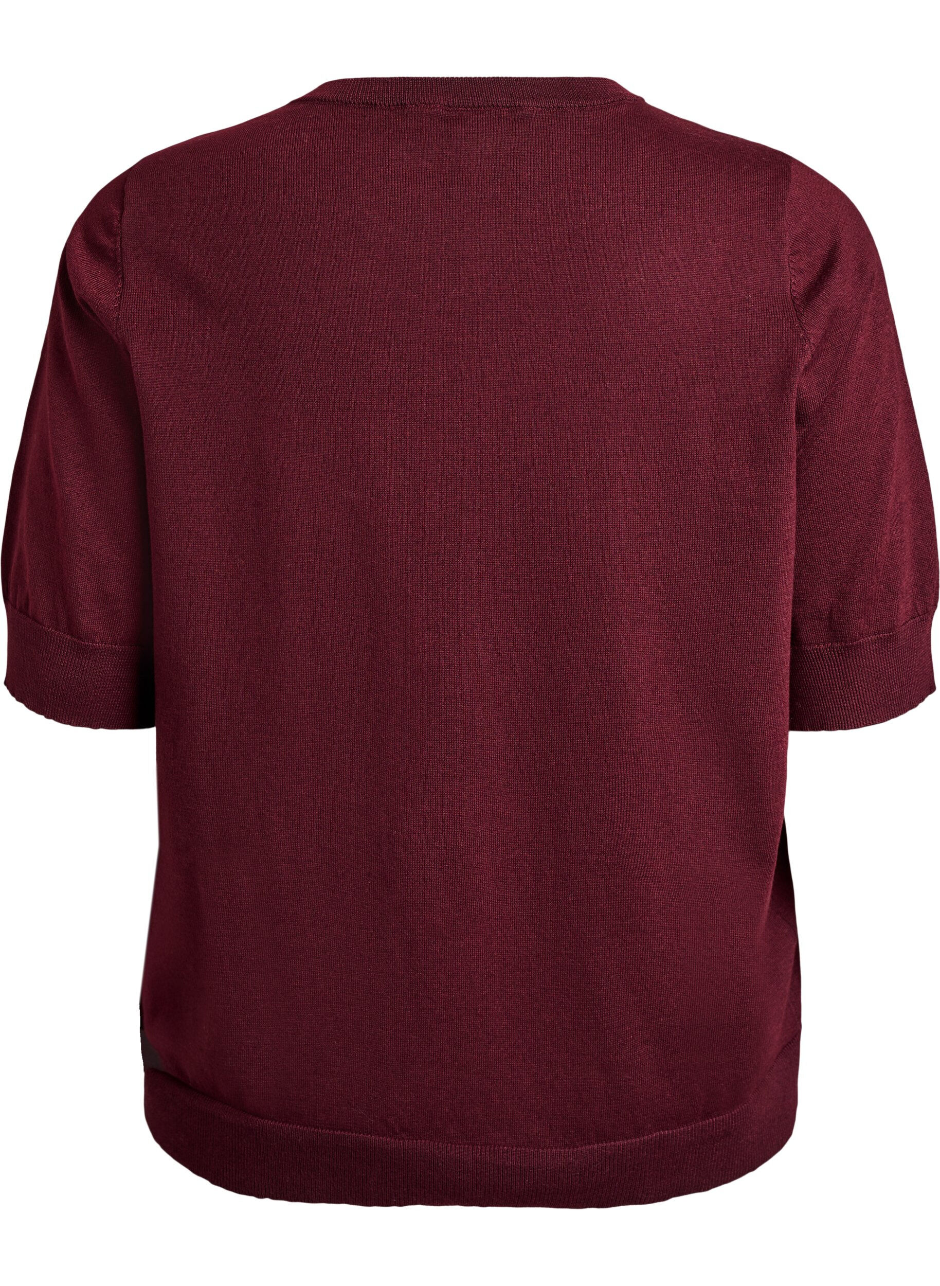 ZizziFinstrikket bluse med korte &aelig;rmer, R&oslash;d, Packshot image number 1