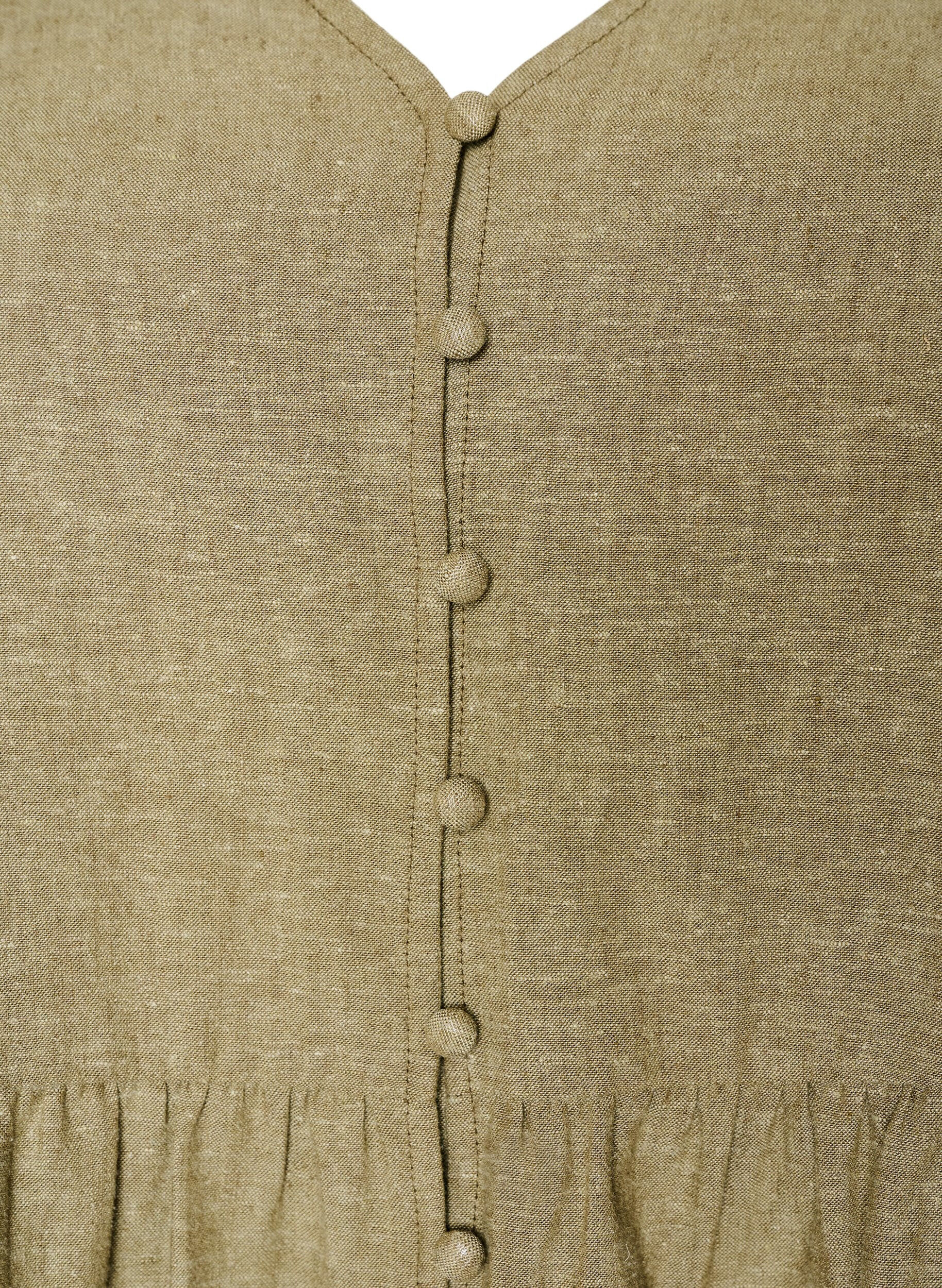 Zizzi Bluse i h&oslash;r og viskose med V-udsk&aelig;ring og knaplukning, Gr&oslash;n, Packshot image number 2