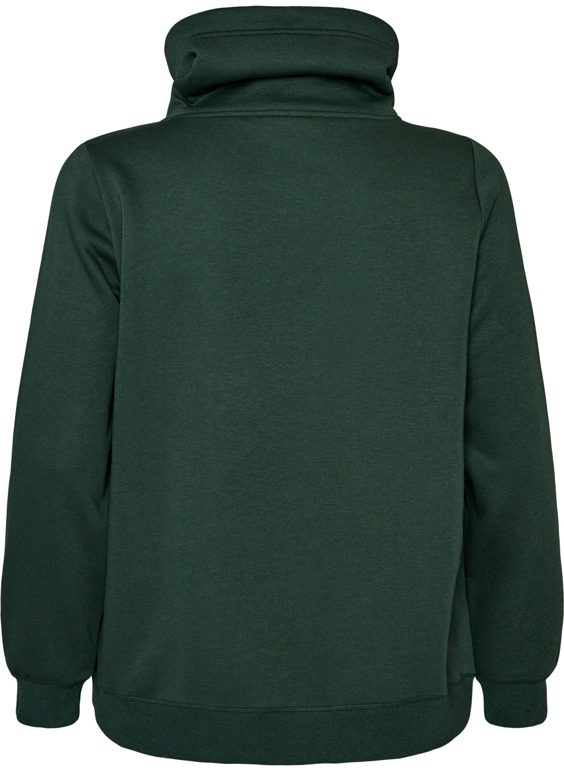 ZizziSweatshirt med h&oslash;j krave og lommer, Gr&oslash;n, Packshot image number 1