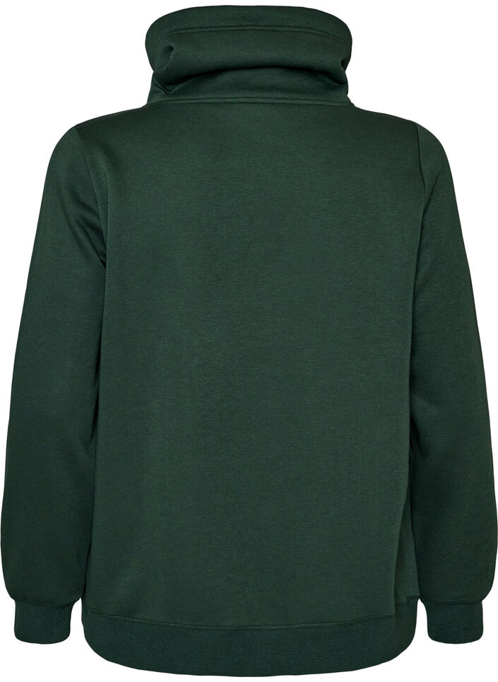 Sweatshirt med h&oslash;j krave og lommer, Gr&oslash;n, Packshot image number 1
