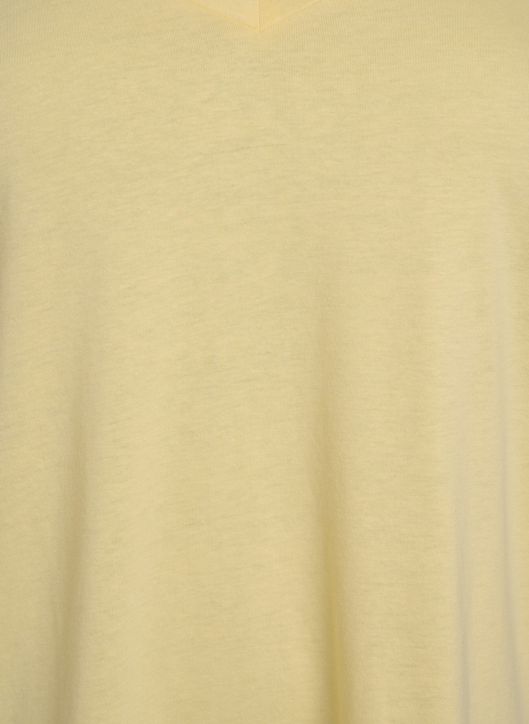 Zizzi Kort&aelig;rmet t-shirt med v-udsk&aelig;ring, Gul, Packshot image number 2