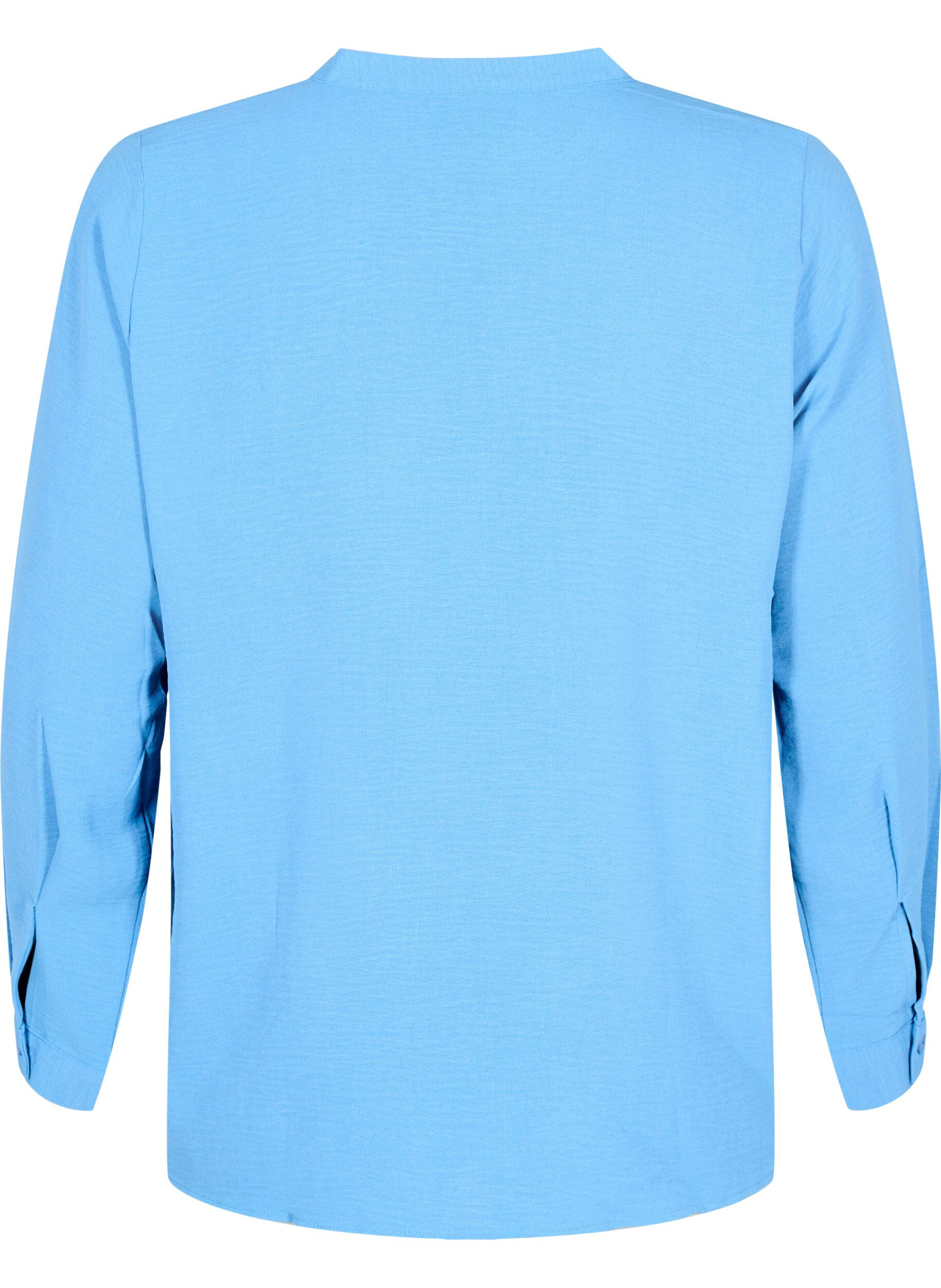 Zizzi Lang&aelig;rmet skjortebluse med v-hals, Riverside, Packshot image number 1