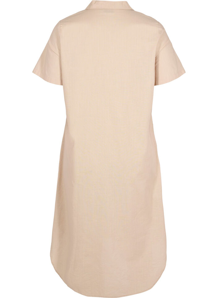 Lang bomuldsskjorte med korte ærmer, Humus, Packshot image number 1