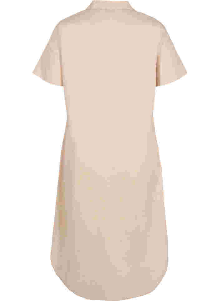 Lang bomuldsskjorte med korte ærmer, Humus, Packshot image number 1