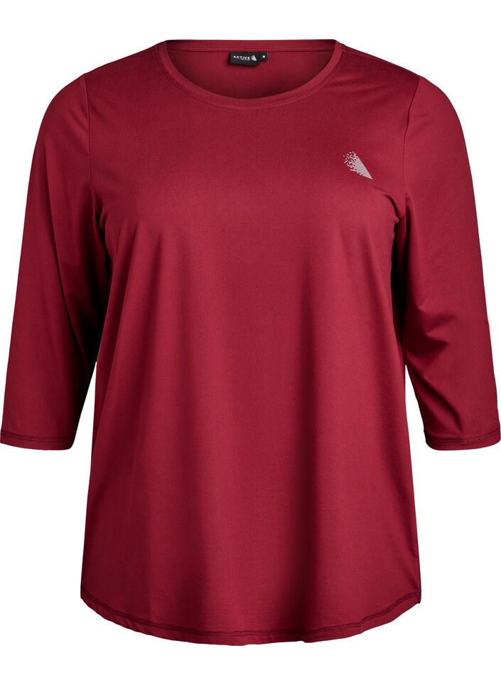 Tr&aelig;ningsbluse med 3/4 &aelig;rmer, R&oslash;d, Packshot image number 0