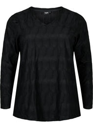 FLASH - Langærmet bluse med struktur, Black