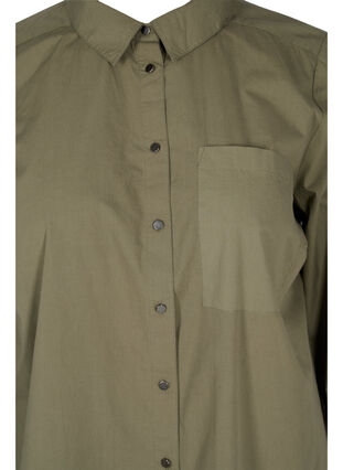 Lang bomuldskjorte med tryk på ryggen, Dusty Olive, Packshot image number 2