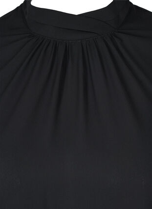 Langærmet bluse med høj hals , Black, Packshot image number 2