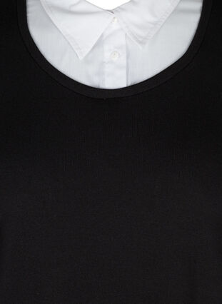 Ensfarvet bluse med lange ærmer og krave, Black, Packshot image number 2