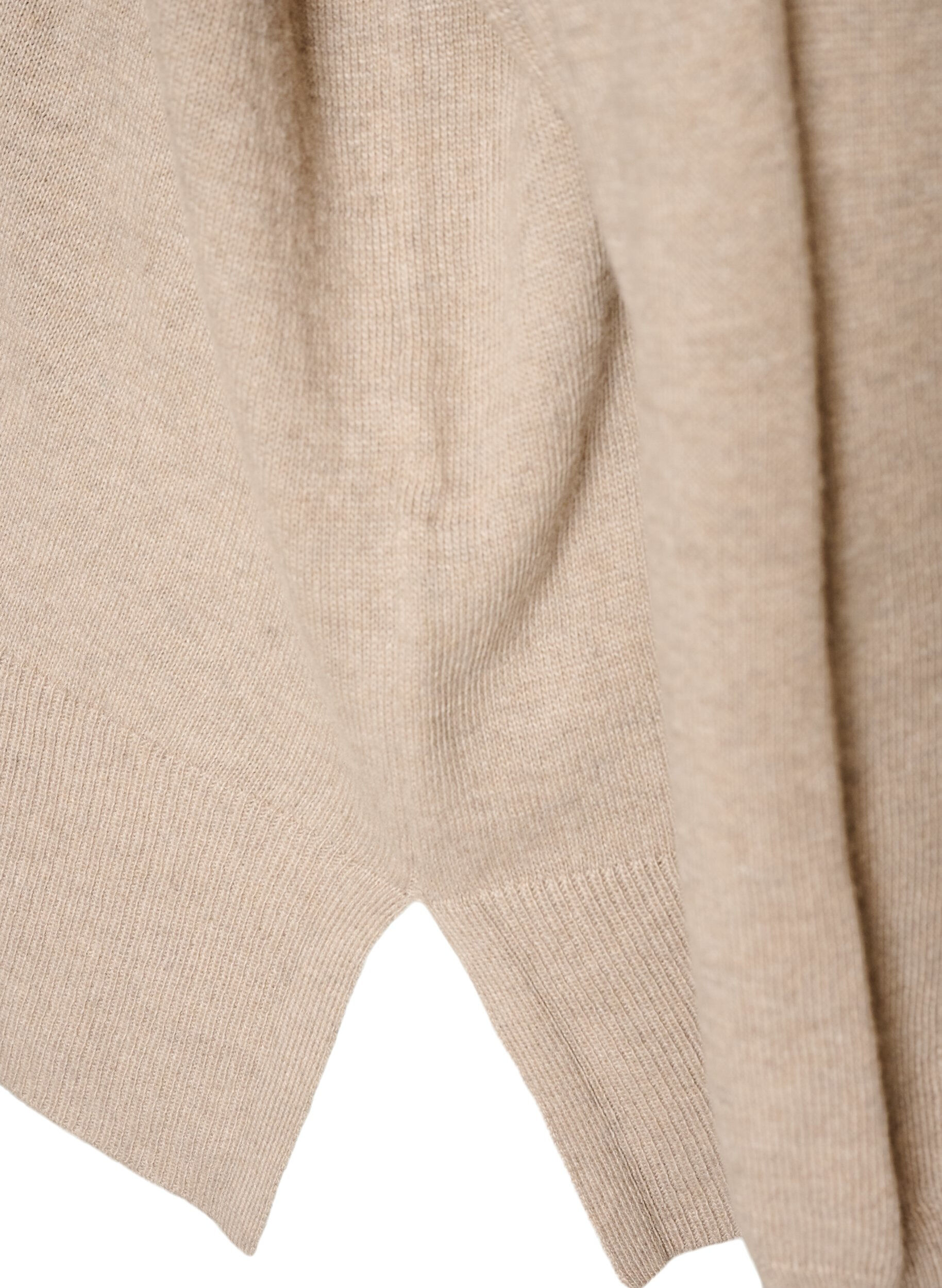 ZizziStrikbluse med rullekrave og l&oslash;s pasform, Beige, Packshot image number 3