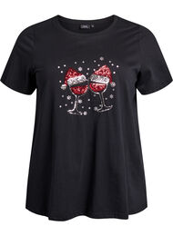 Jule t-shirt i &oslash;kologisk bomuld, Sort
