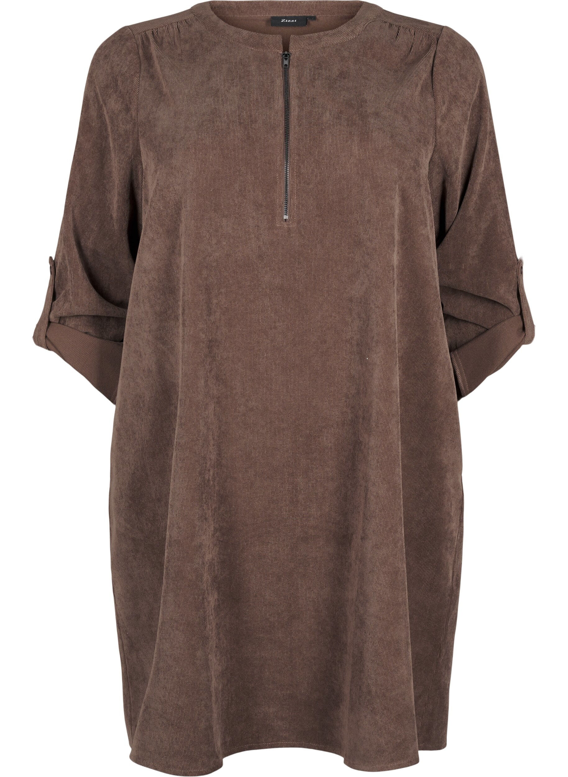 Zizzi Fl&oslash;jlskjole med lynl&aring;s detalje, Chocolate Martini, Packshot image number 0