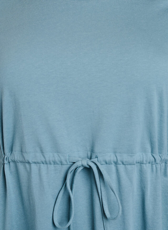 FLASH - Kort T-shirt kjole med bindebånd, Blå, Packshot image number 2