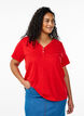 T-shirt med knapdetalje, R&oslash;d, Model image number 0