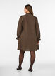 Ternet bomuldskjole med fl&aelig;sedetaljer, Brun, Model image number 2