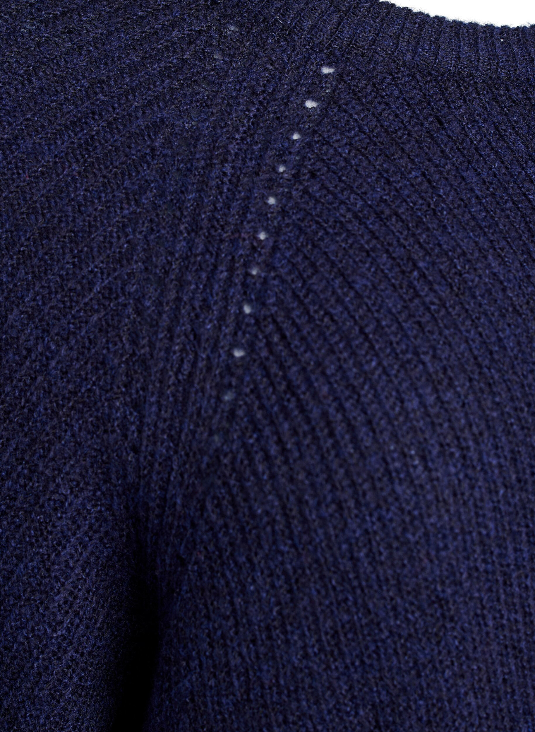 ZizziRibstrikket tr&oslash;je med 3/4 &aelig;rmer, Bl&aring;, Packshot image number 3