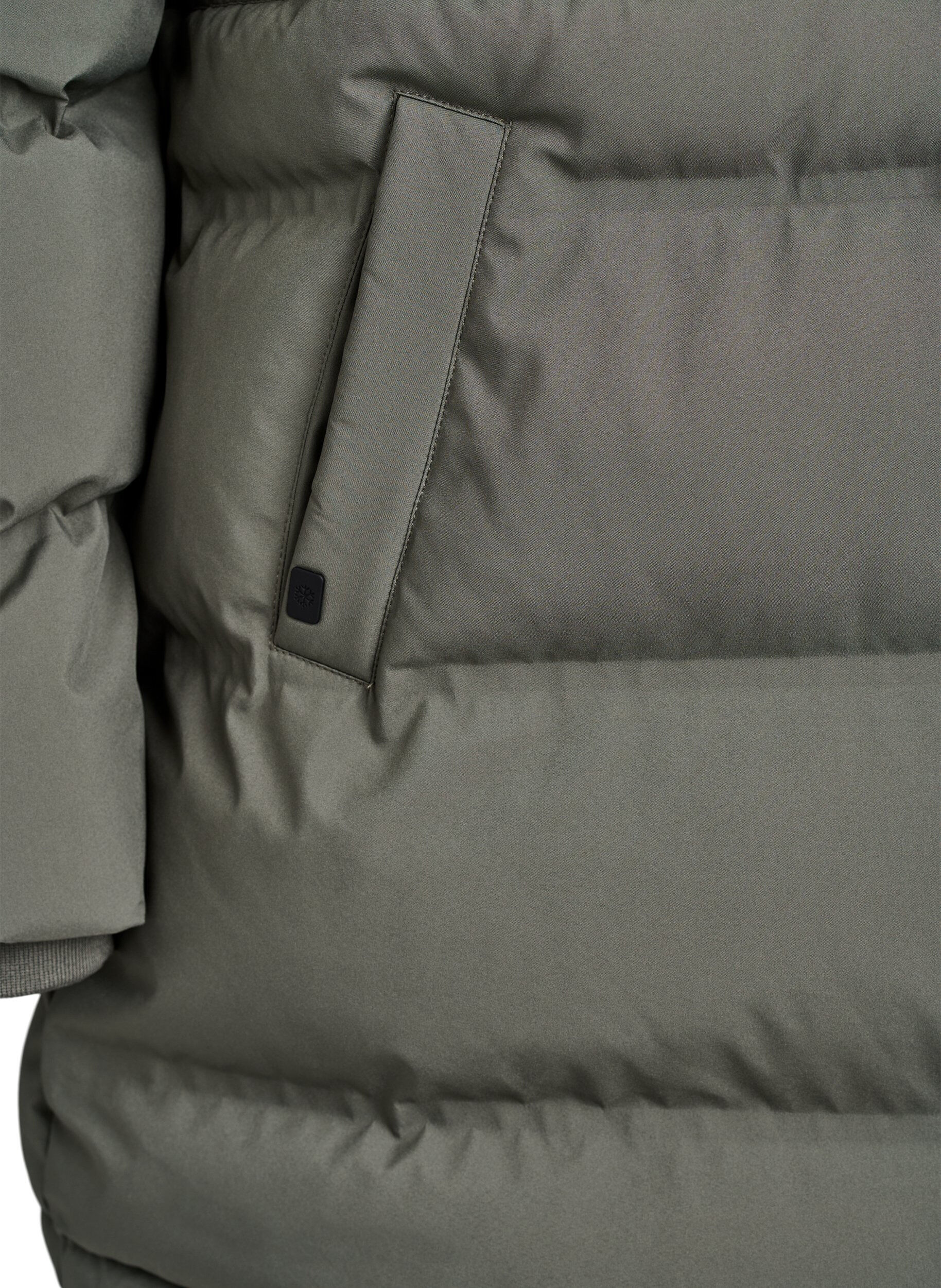 Zizzi Mellemlang pufferjakke med justerbar talje, Gr&aring;, Packshot image number 3