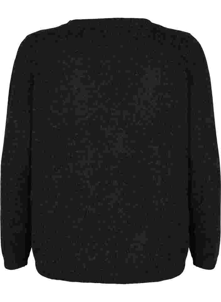 Kort meleret strikcardigan med perleknapper, Dark Grey Melange, Packshot image number 1