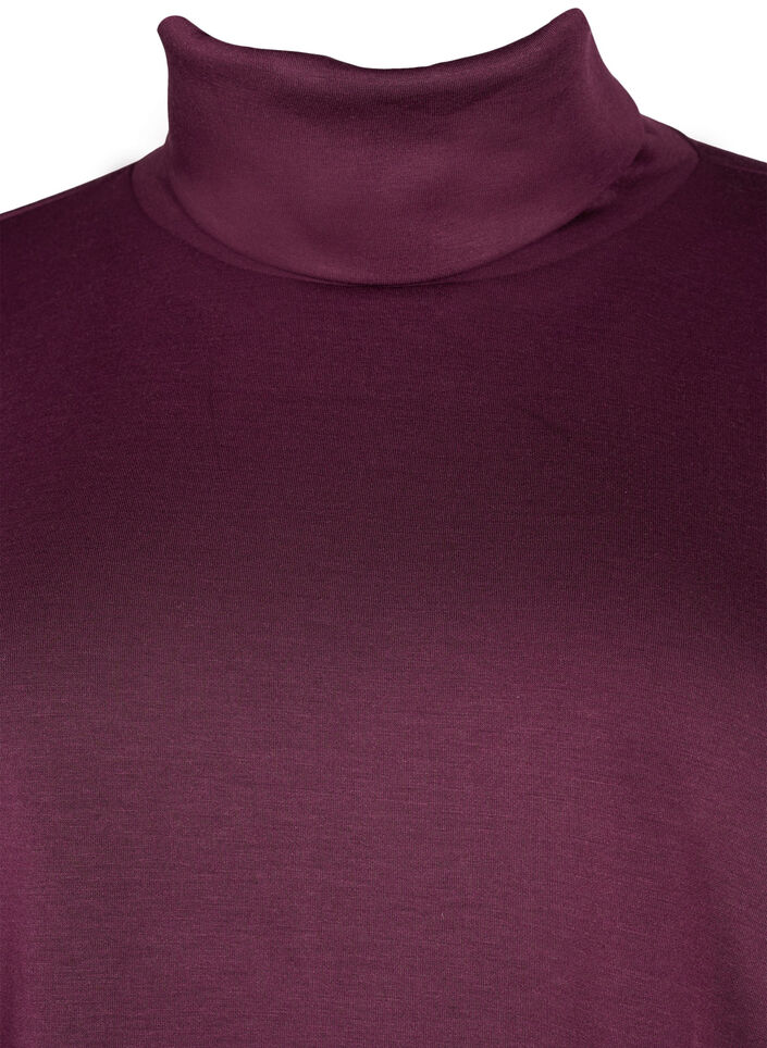 Bluse med turtleneck i modalmix, Mørk Bordeaux, Packshot image number 2