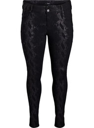 Slim fit bukser med slangemønster, Sort