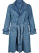 Denim trenchcoat med bælte, Blue Denim, Packshot image number 0