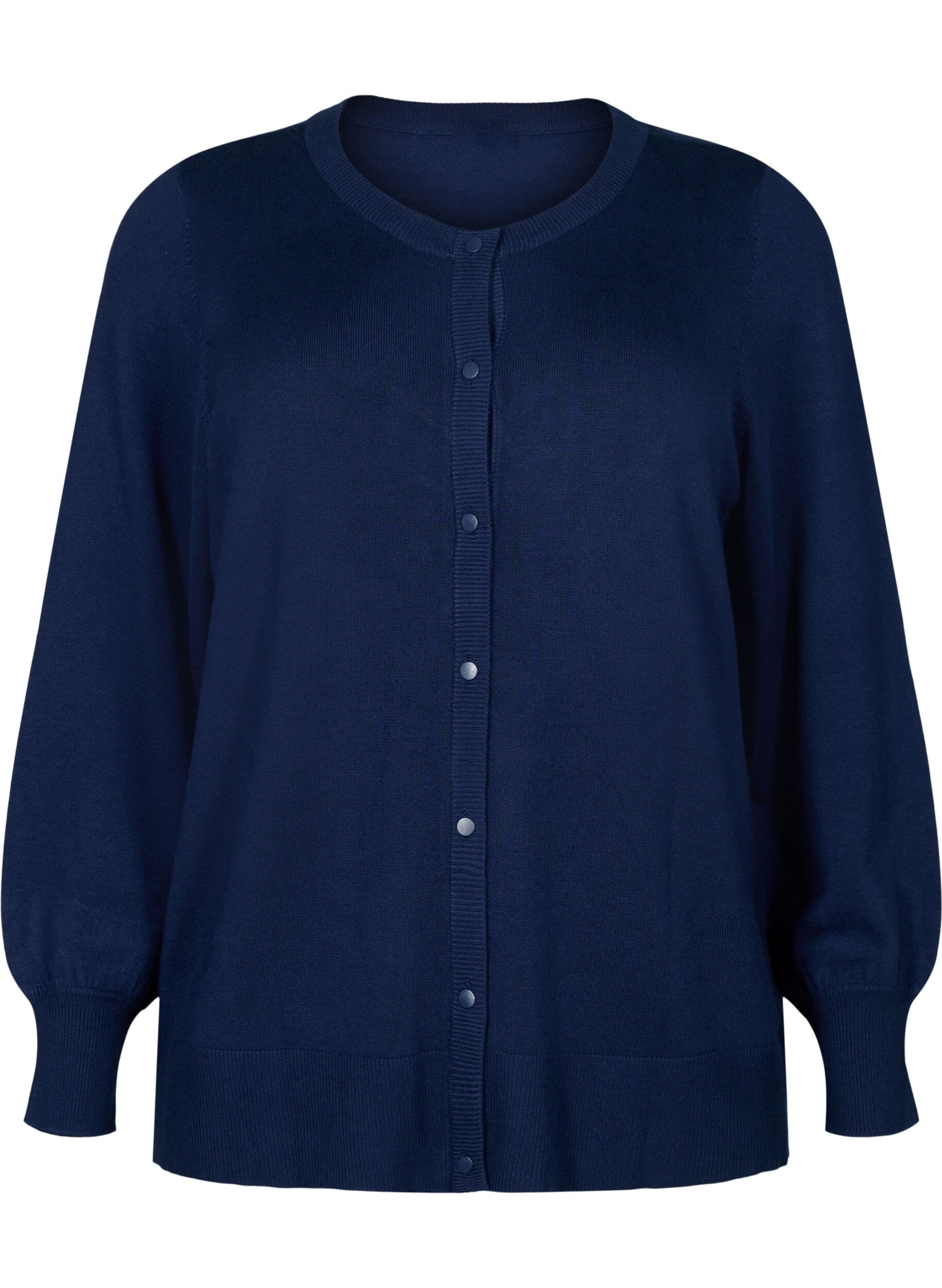 Zizzi Strikcardigan i viskose med knapper, Navy Blazer, Packshot image number 0