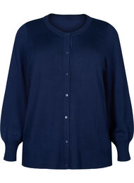 Strikcardigan i viskose med knapper, Navy Blazer