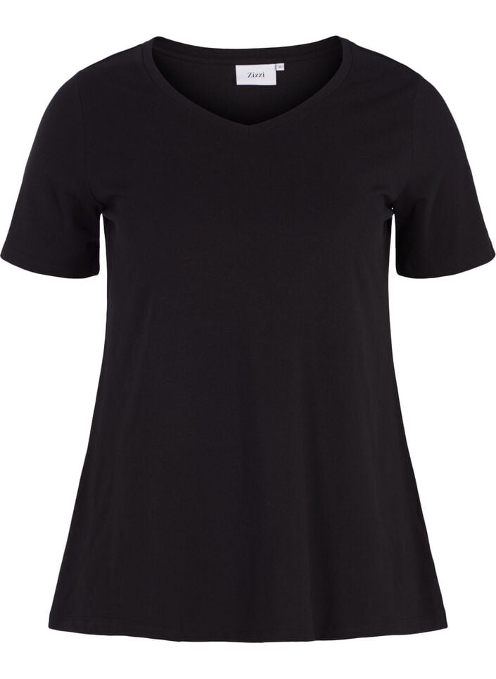 Ensfarvet basis t-shirt i bomuld, Sort, Packshot image number 0