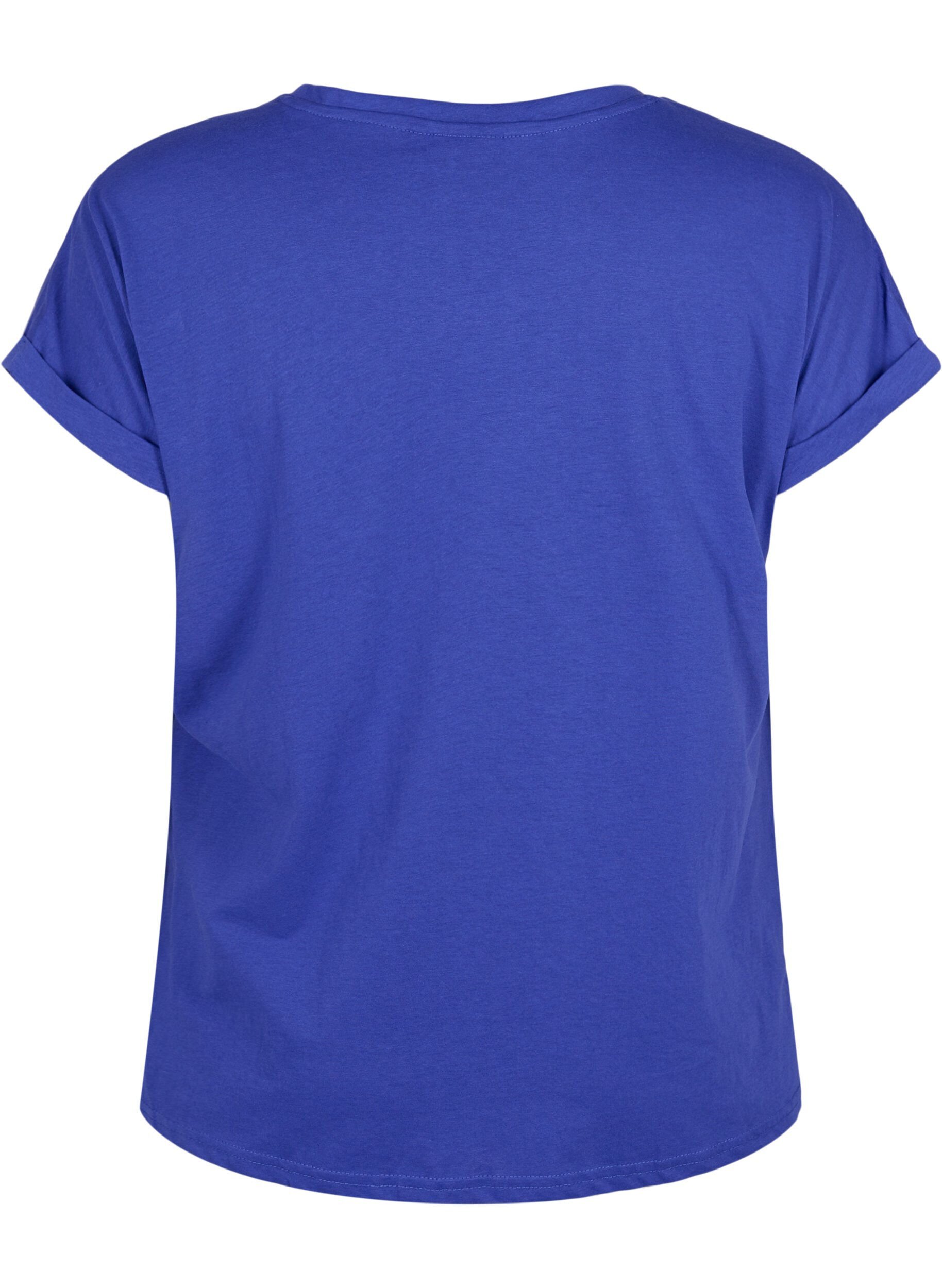 ZizziKort&aelig;rmet t-shirt i bomuldsblanding, Bl&aring;, Packshot image number 1