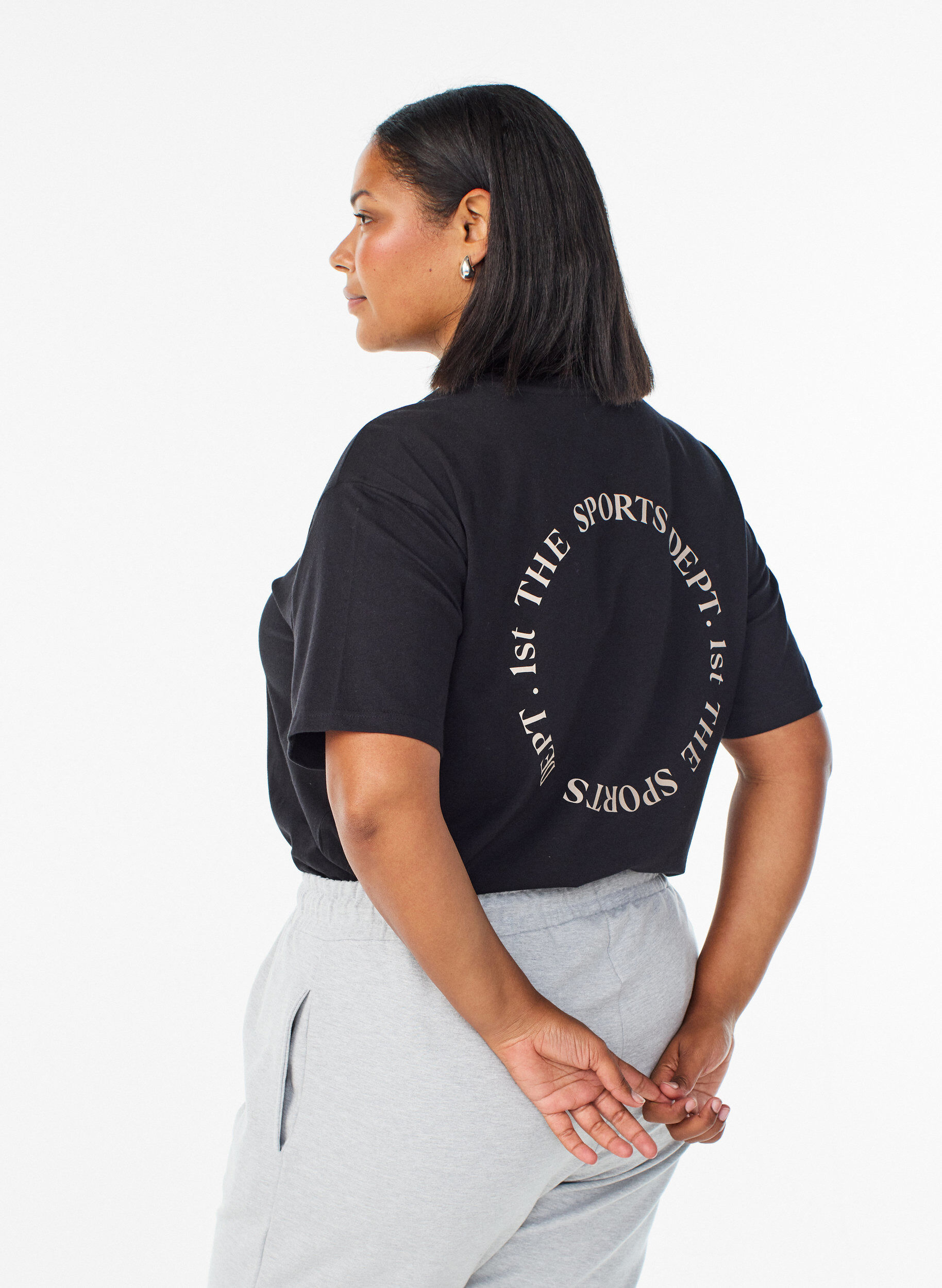 ZizziSporty t-shirt i &oslash;kologisk bomuld, Sort, Model image number 2