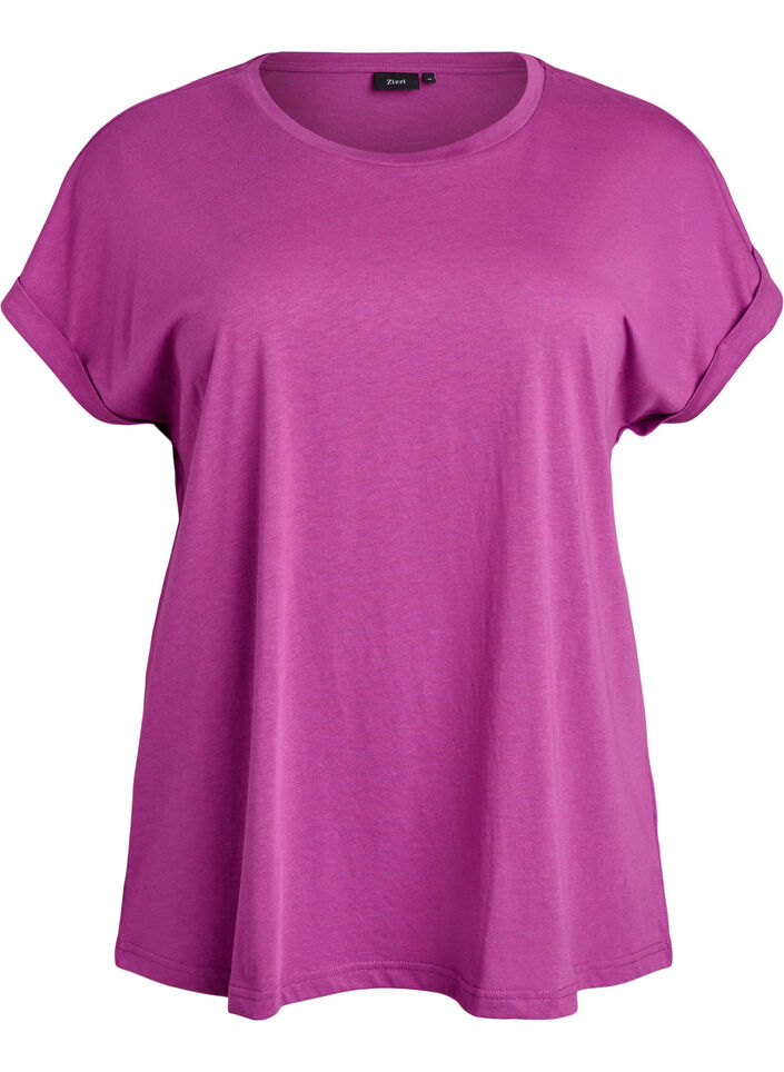 Kort&aelig;rmet t-shirt i bomuldsblanding	, Lilla, Packshot image number 0