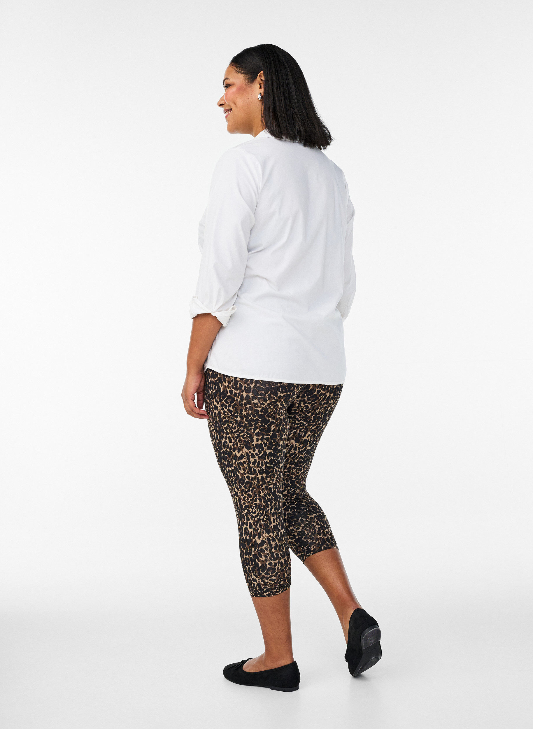 Zizzi 2-pak leggings i 3/4 l&aelig;ngde, Sort, Model image number 2