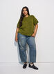 Strik cardigan med korte &aelig;rmer, Gr&oslash;n, Model image number 1